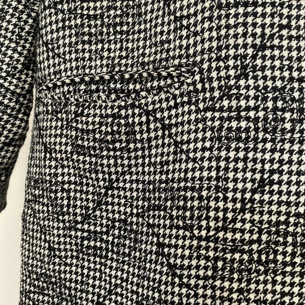 Vintage Women’s Size M/L Pure Wool Houndstooth Floral Boyfriend Blazer Jacket - Picture 5 of 12